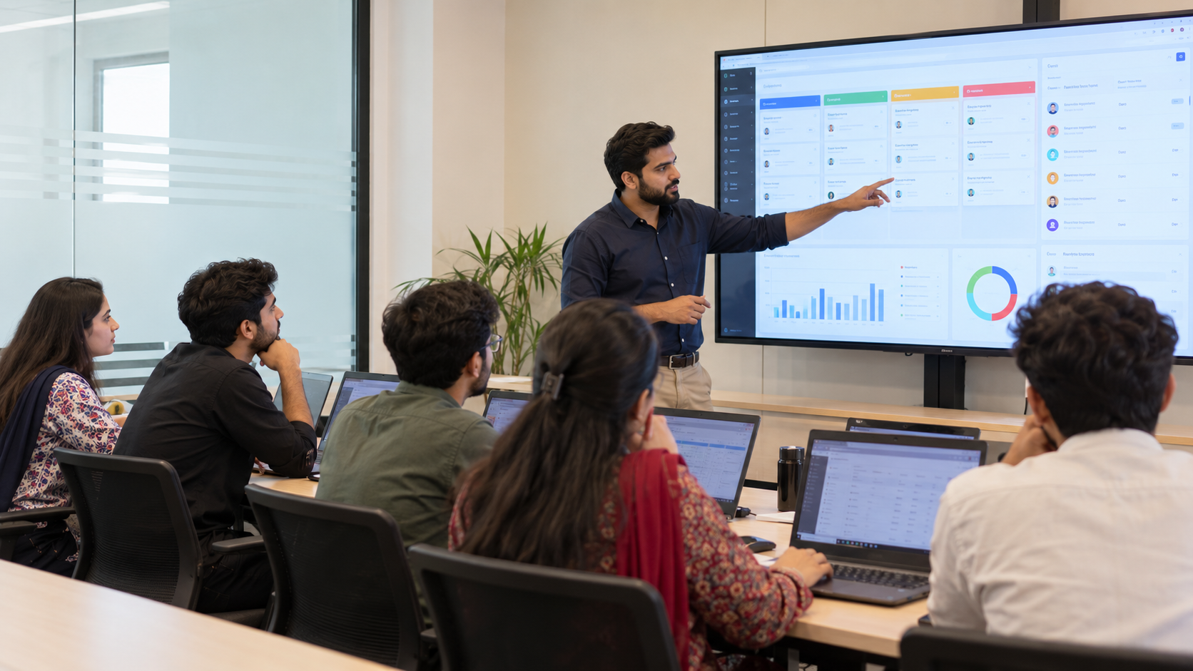 Students learning GoHighLevel CRM workflows in a live BIT classroom