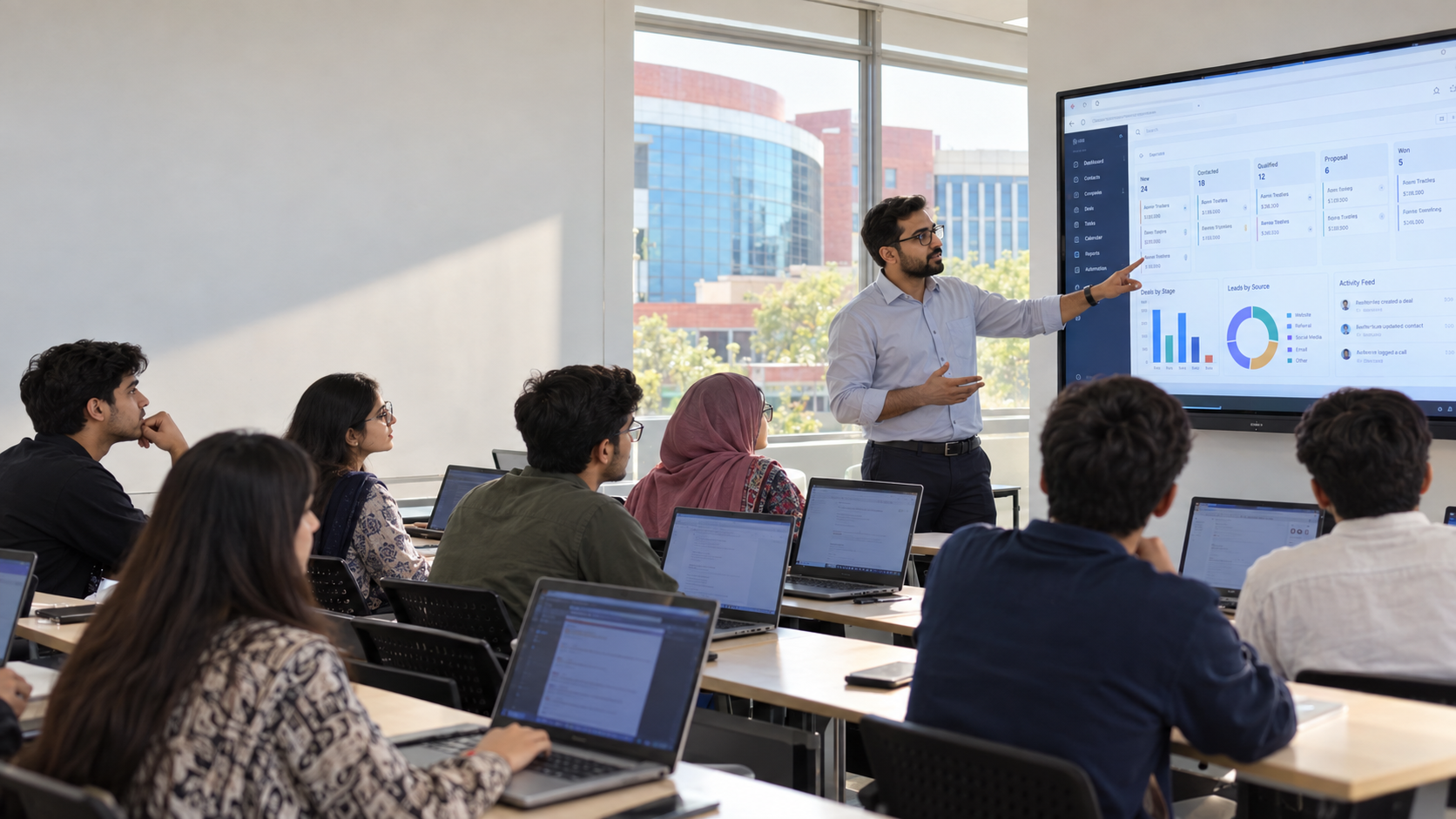 BIT workshop classroom with students learning CRM systems in Faisalabad